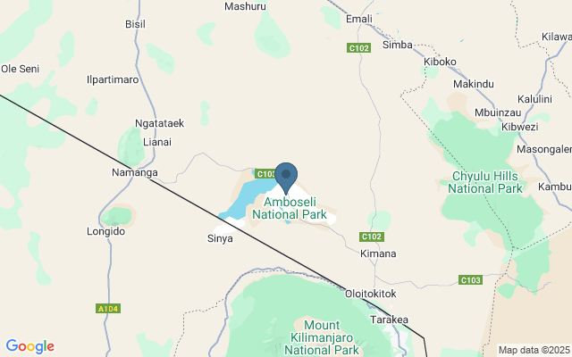 Kaart met locatie Amboseli National Park